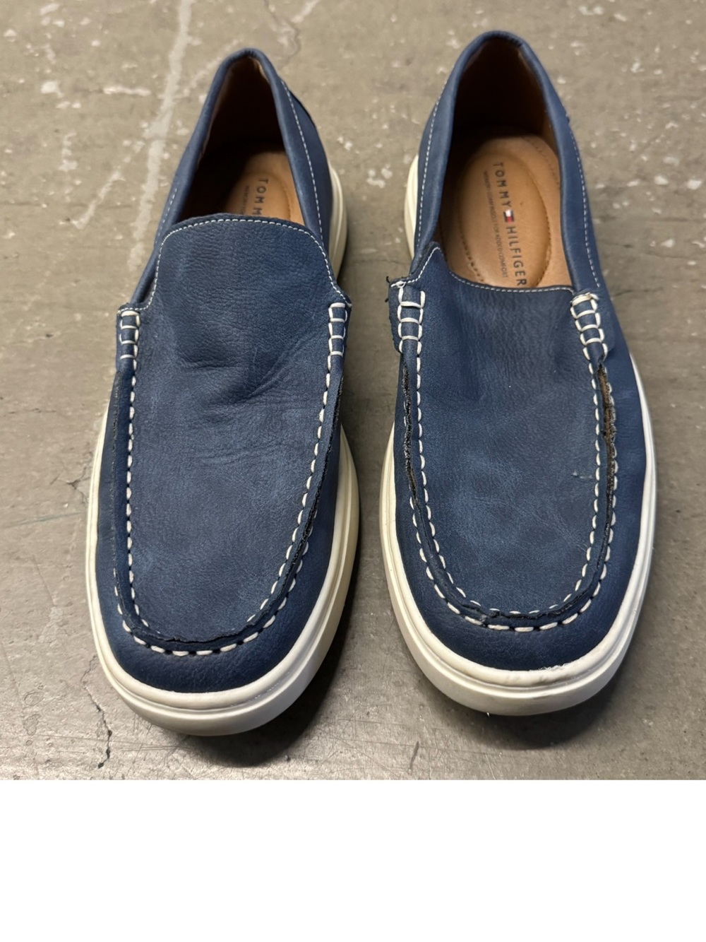 Men’s Size 8 - Tommy Hilfiger Blue Leather Slip-On Casual Loafers